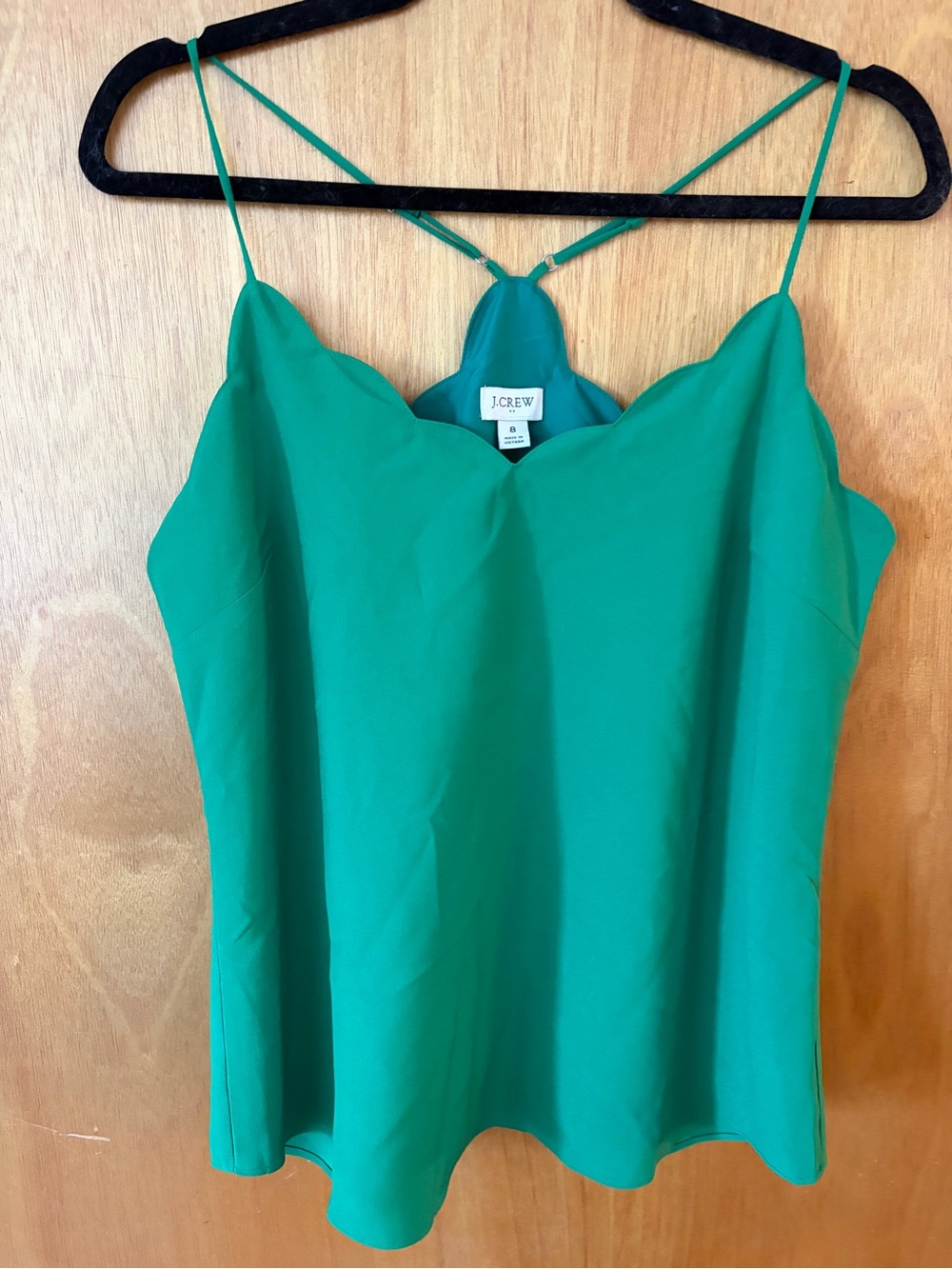 J. Crew Emerald Green Scallop-Edge Camisole Like New